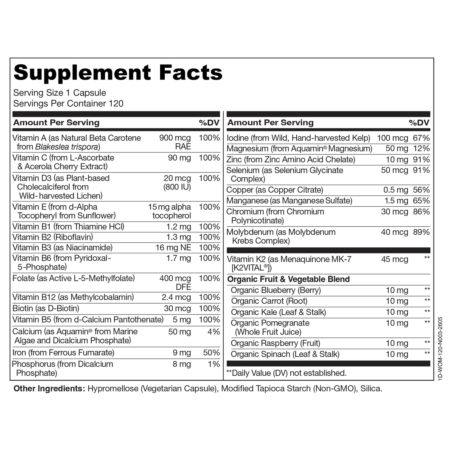 NATURELO One Daily Multivitamin for Women with Vitamin B12 - Capsules, 120 Count