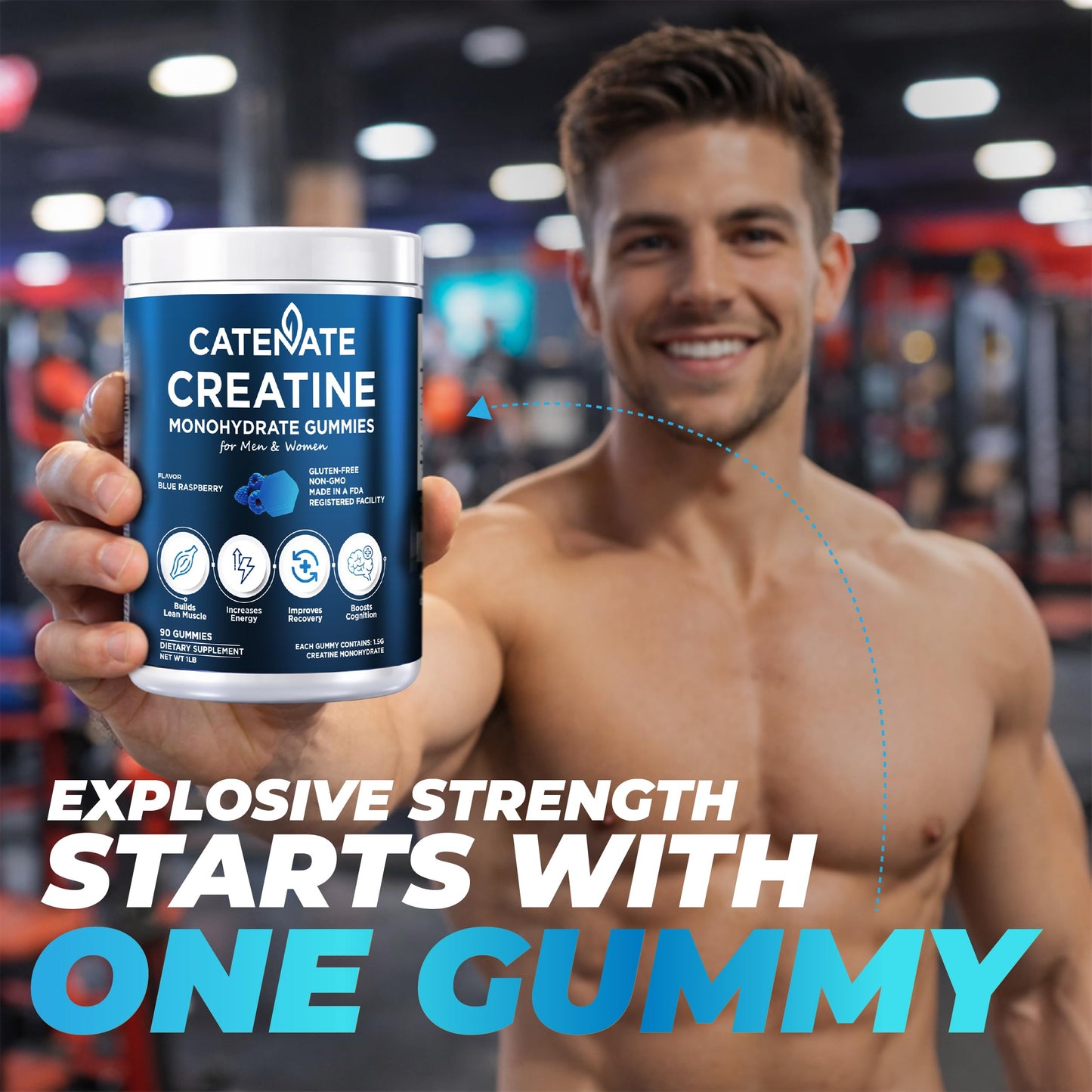CATENATE Creatine Gummies 4500mg Creatine Monohydrate, 90 Count