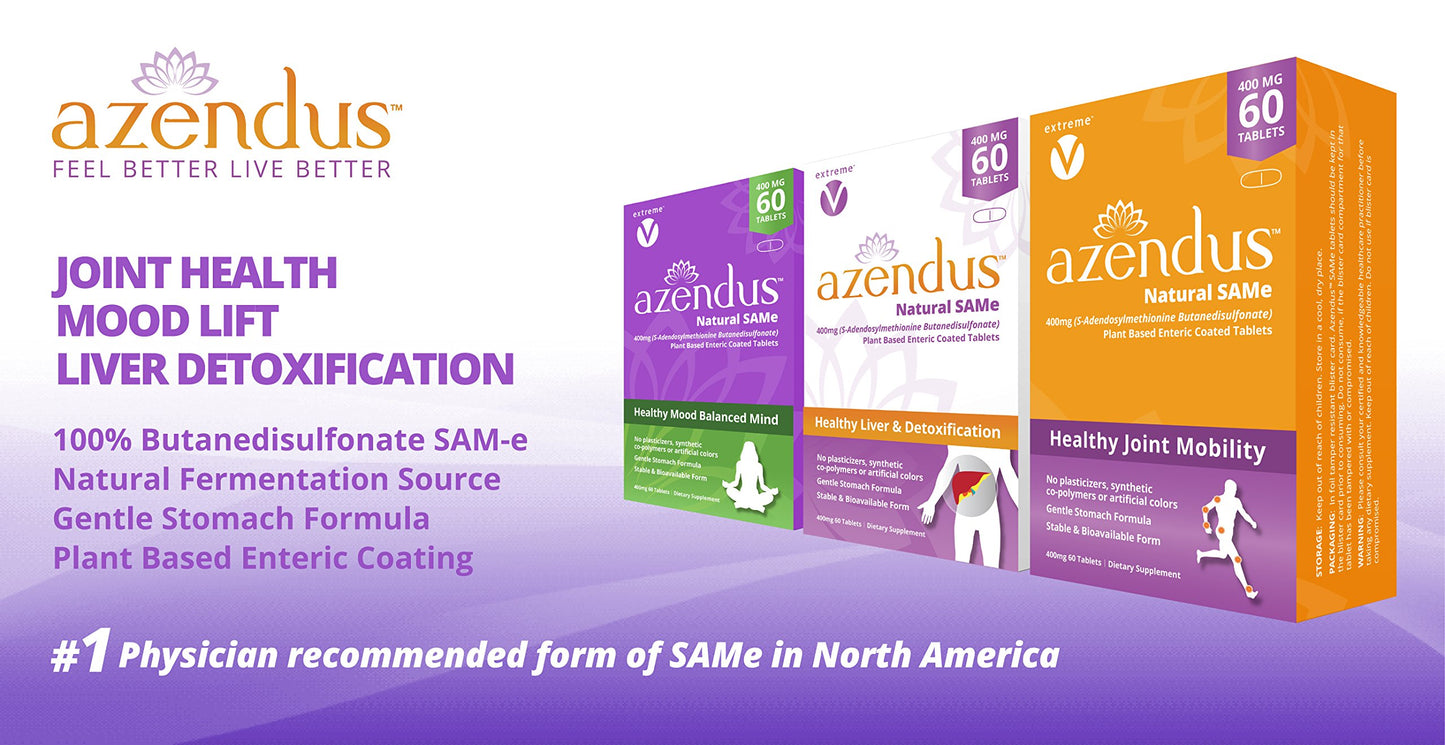 Extreme V Azendus Mood 200mg S-Adendosylmethionine Butanedisulfonate Tablets, 120 Tablets