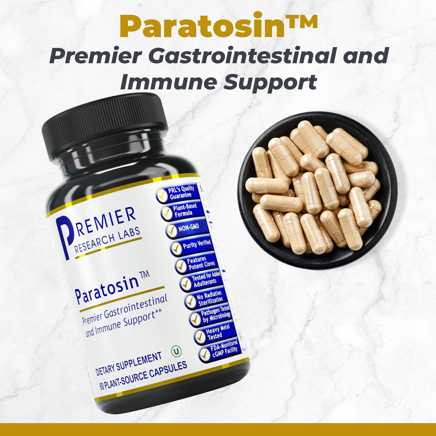 Premier Research Labs Paratosin Gut Health Supplement Vegetarian Capsules 60 Count
