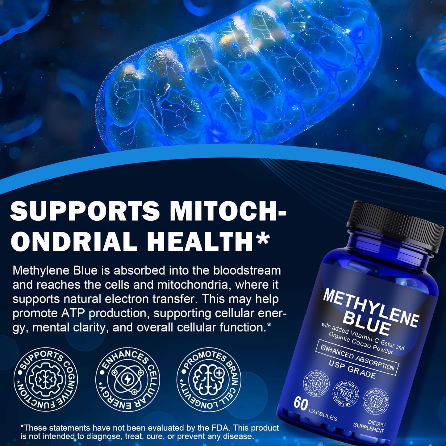 Feeliville Methylene Blue Capsules 60 Count