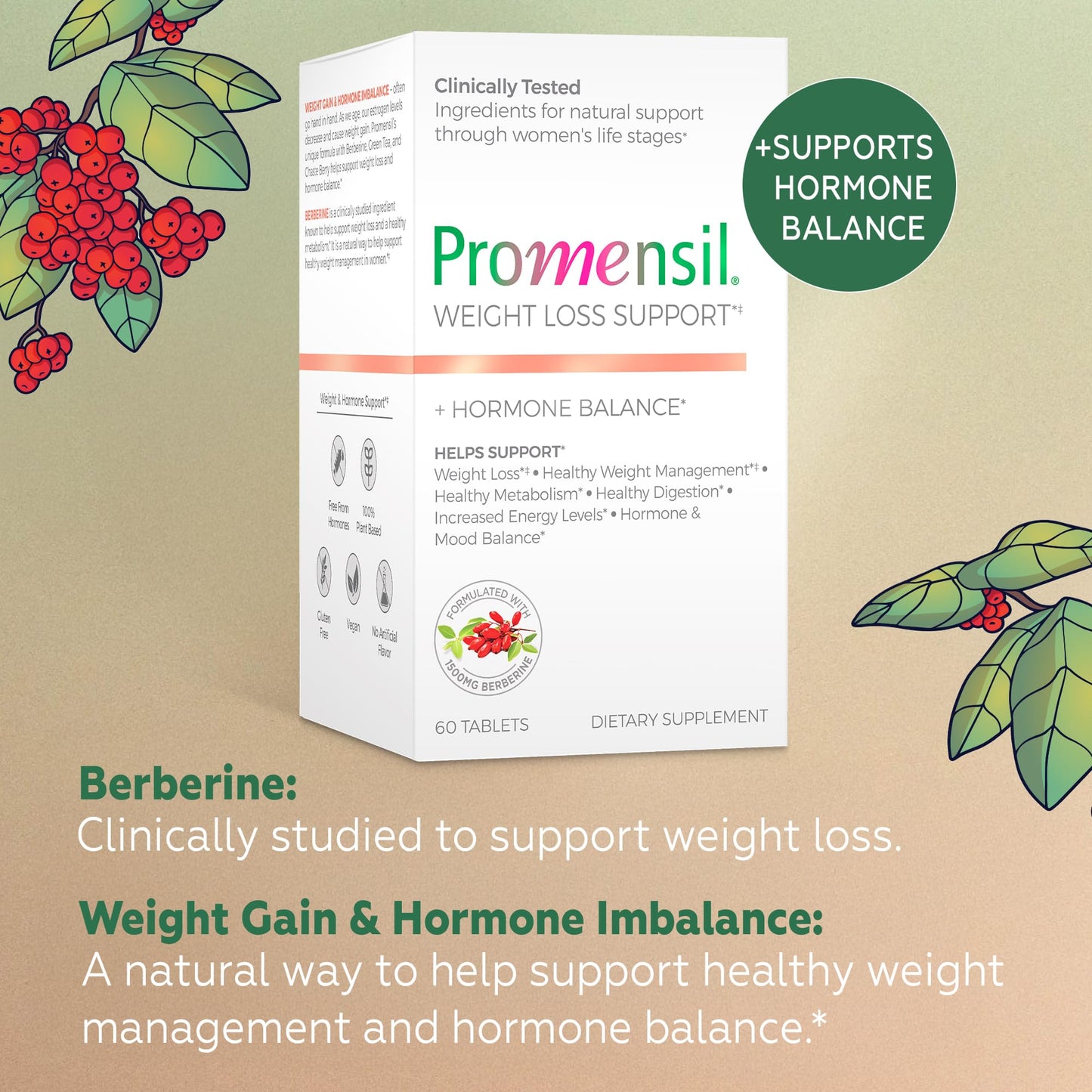 Promensil Berberine HCL 1500mg Weight Loss Support Tablet, 60 Tablets