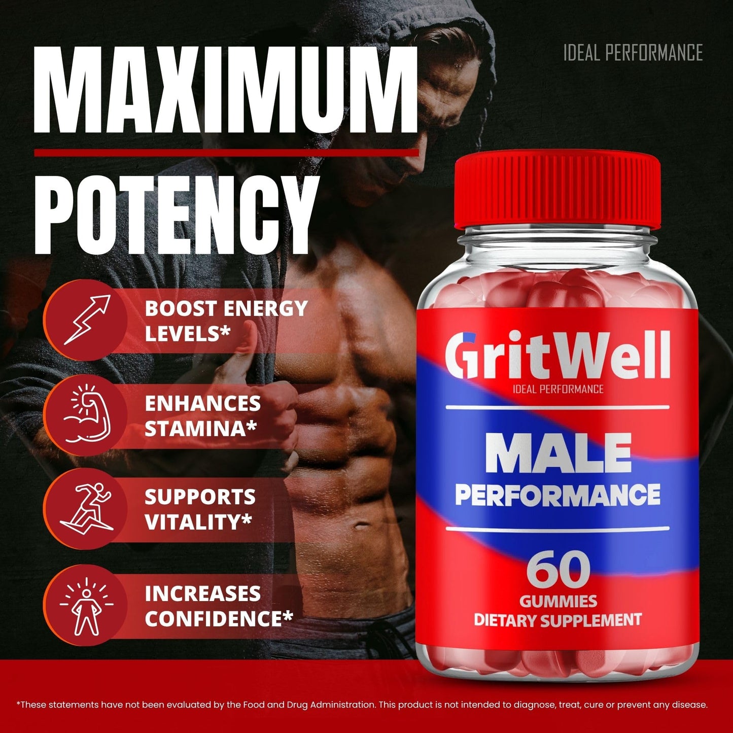 IDEAL PERFORMANCE GritWell Gummies, 120 Gummies