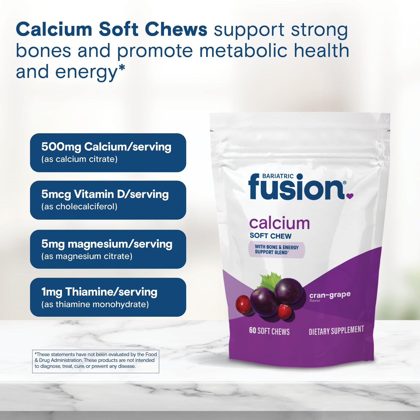 Bariatric Fusion Calcium Citrate with Vitamin D3 Gummies 60 Count