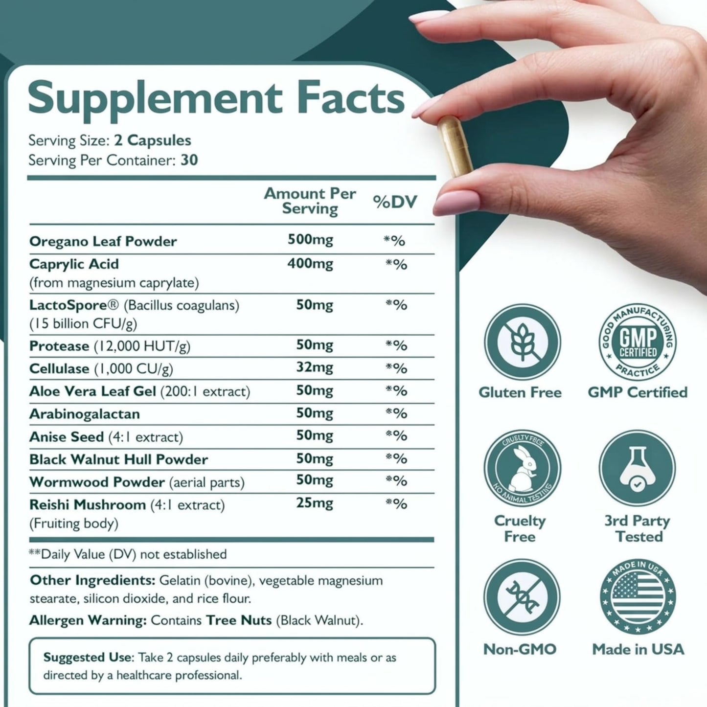 Happee Candida Complex Supplement Capsules, 60 Count