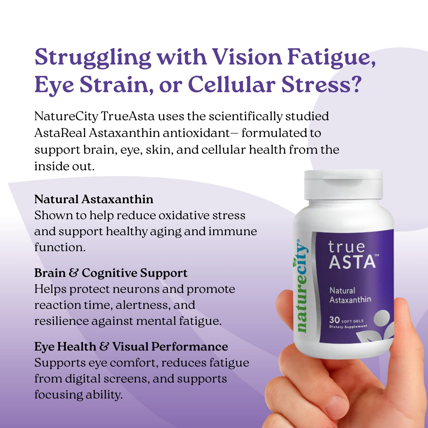 NatureCity TrueAsta 6mg Astaxanthin Supplement Softgels, 30 Count