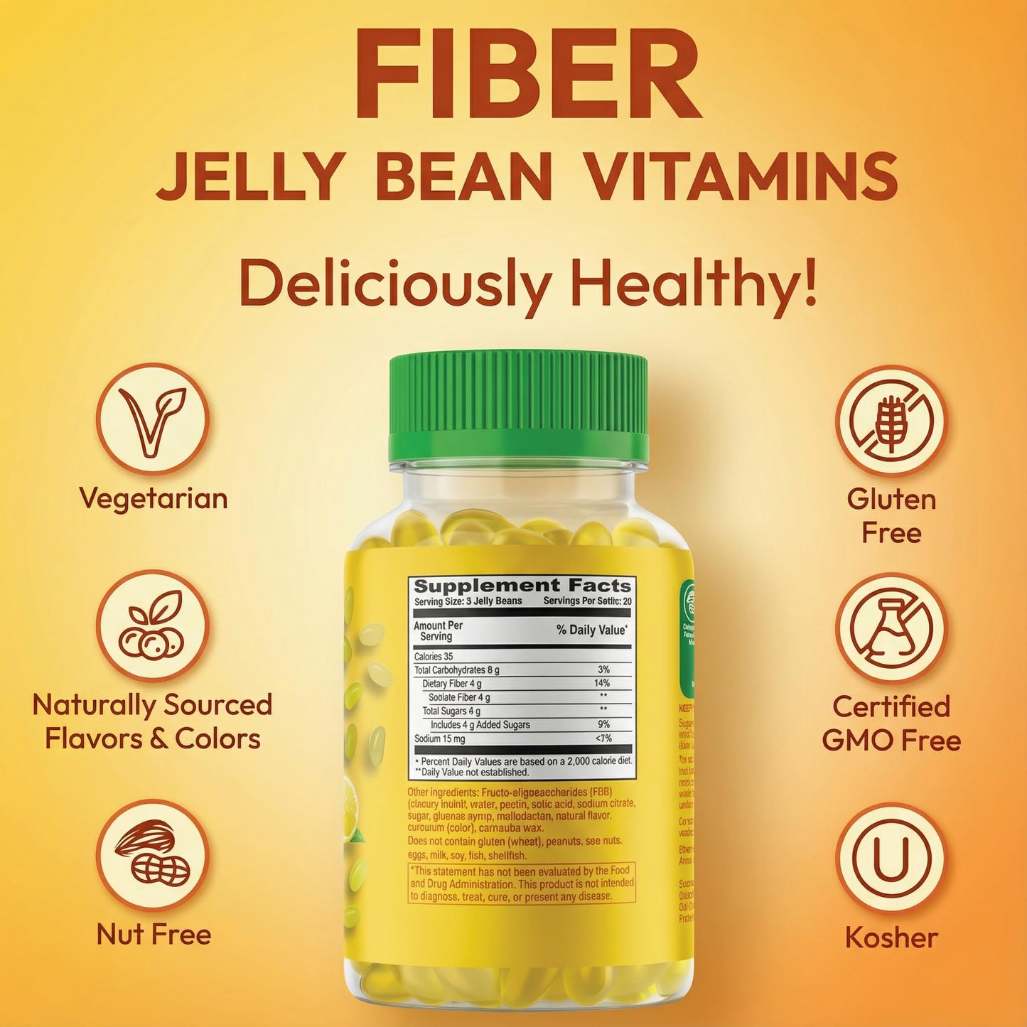 Human Beanz Fiber Jelly Bean Gummies for Adults, 150 Gummies