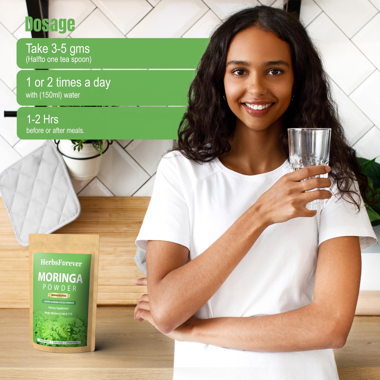 Herbsforever Moringa Oleifera Leaf & Drum Stick Powder, 8.11 oz