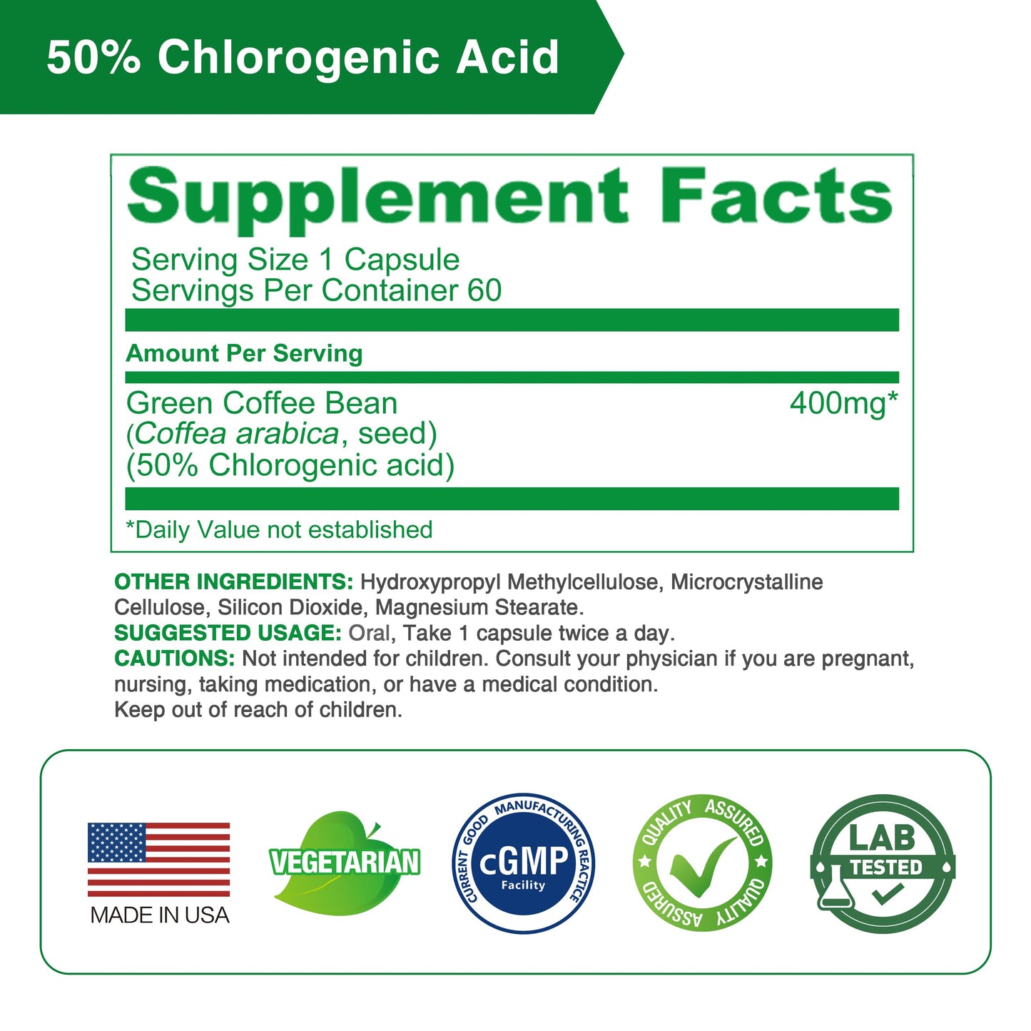 LOVITA Green Coffee Bean Extract Capsules 180