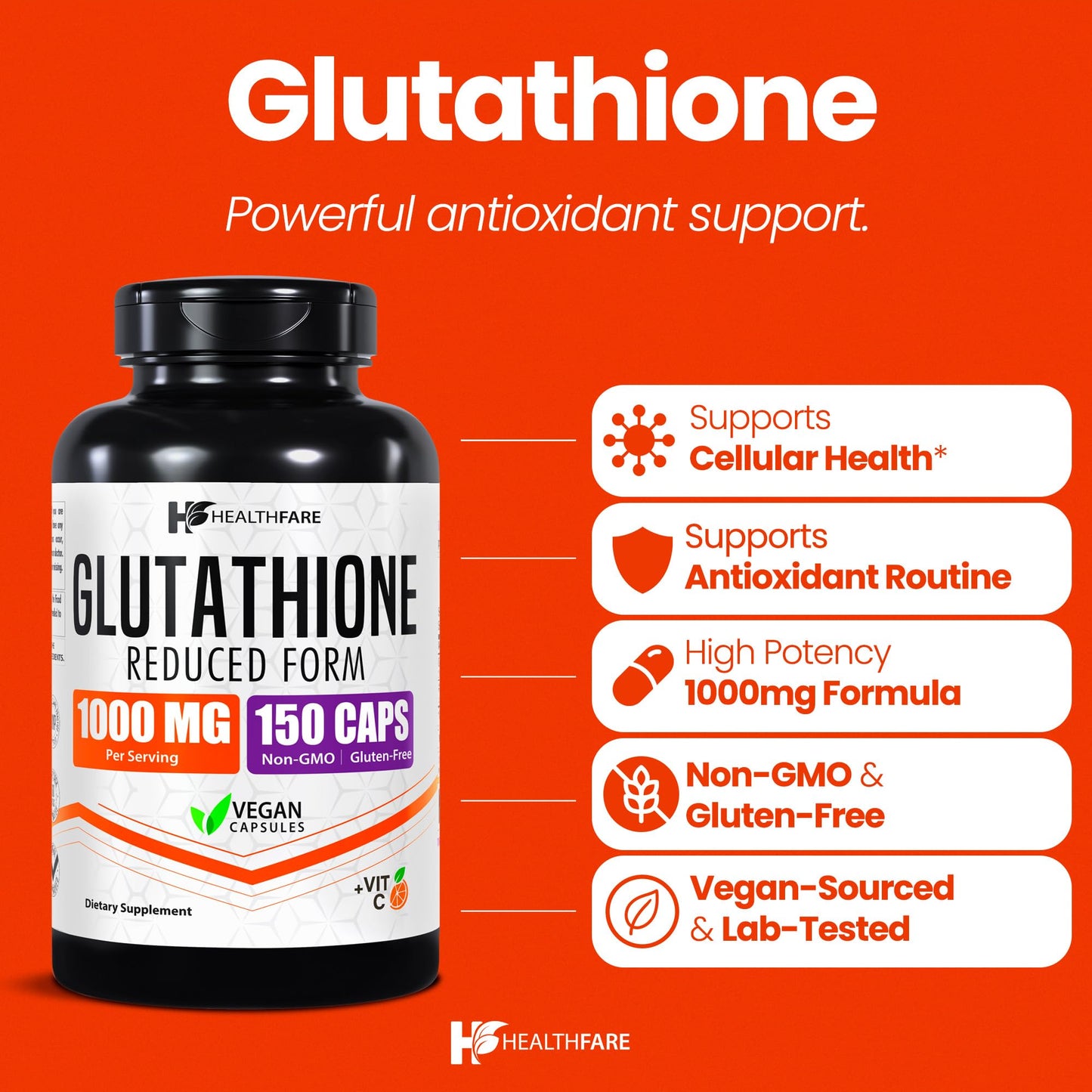 Healthfare Glutathione Supplement Capsule 1000mg, 150 Capsules