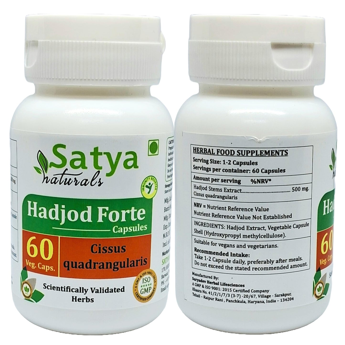 Generic Hadjod Capsule 500 mg, Cissus Quadrangularis Extract, 120 Capsules