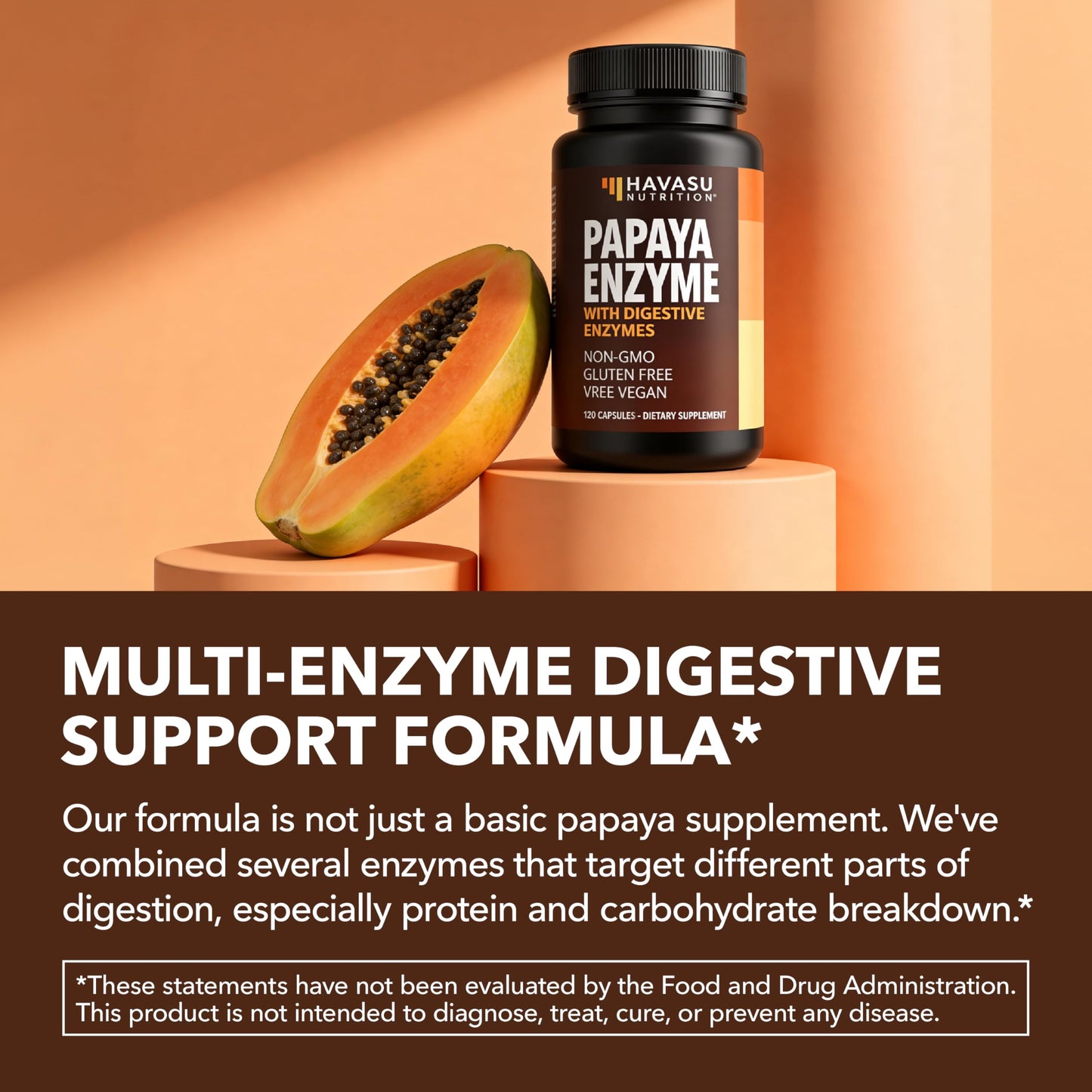HAVASU NUTRITION Papaya Enzymes for Digestion Support Capsules 120