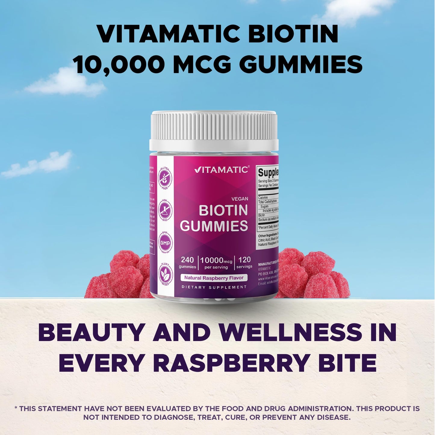 Vitamatic Biotin Gummies 10,000 mcg, 240 Count