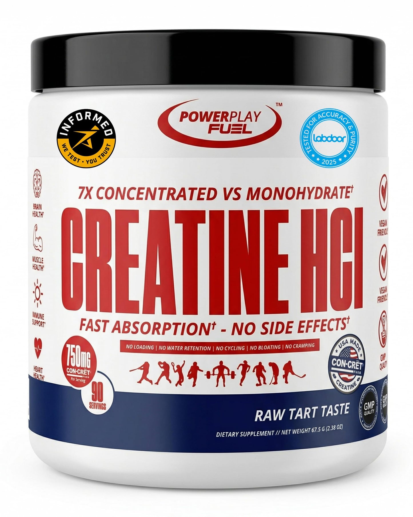 POWER PLAY FUEL Creatine HCl Powder, 2.38 Ounce, 90 Servings