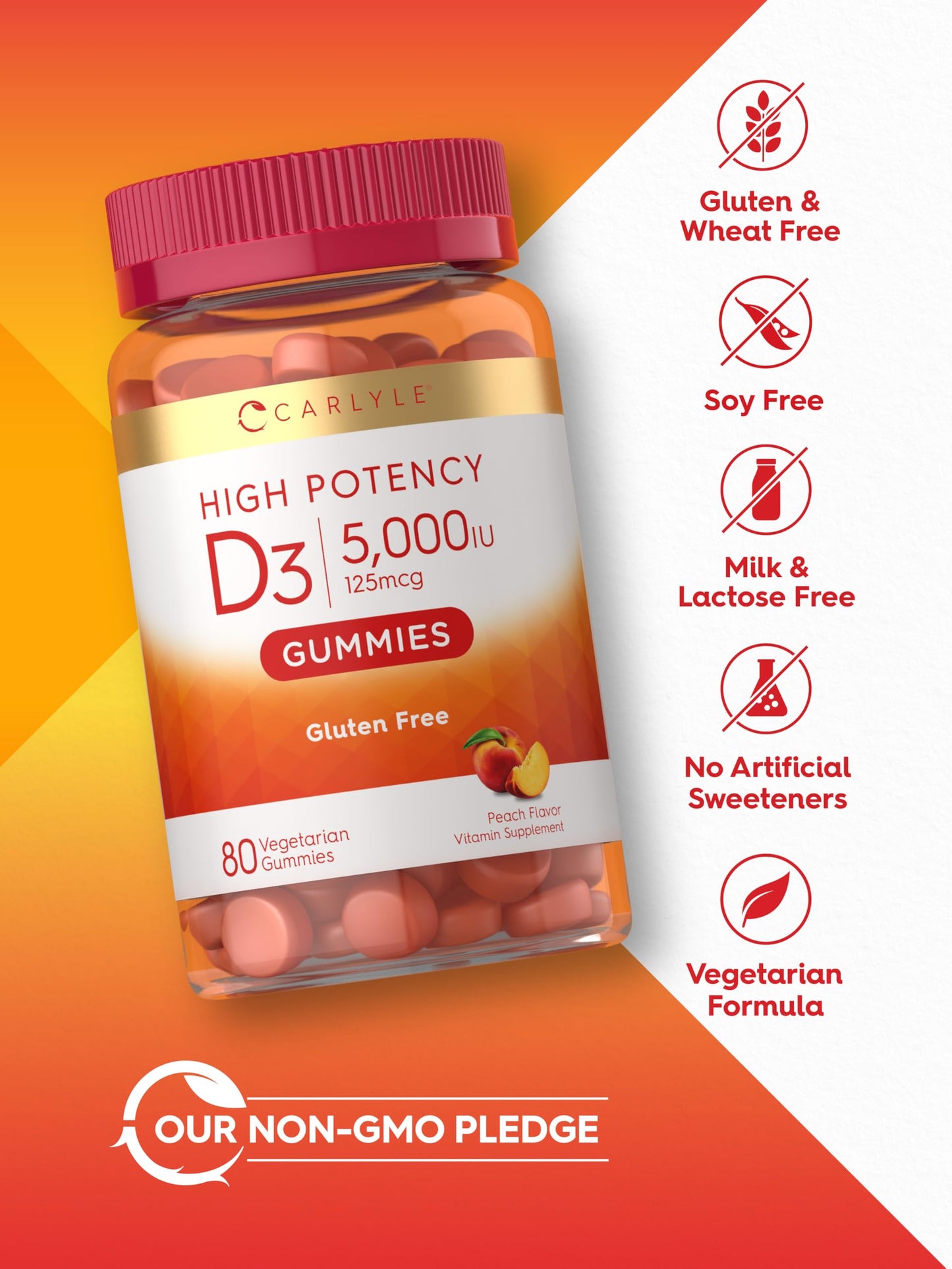 Carlyle Vitamin D3 Gummies 80 Count