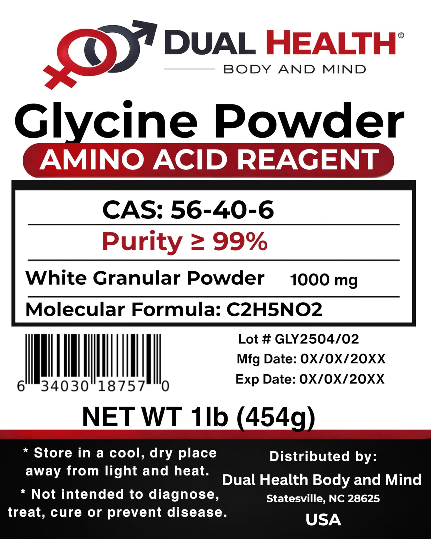 Dual Health Body & Mind Glycine Powder 16 oz