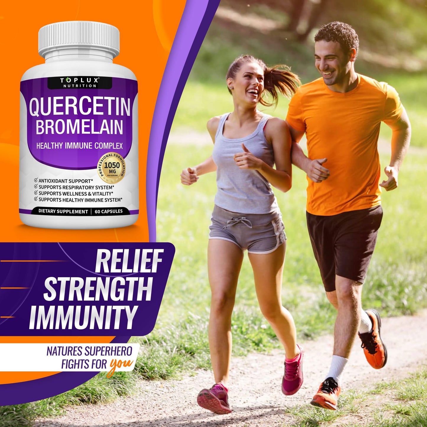 Toplux Quercetin with Bromelain and Zinc 1050mg Capsule, 60 Count