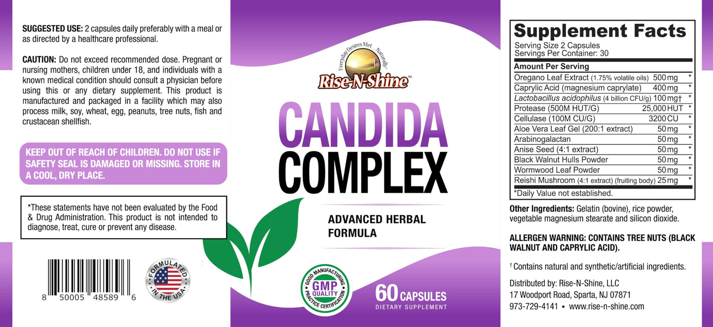 Rise-N-Shine Candida Support Supplement Capsule 60 Count