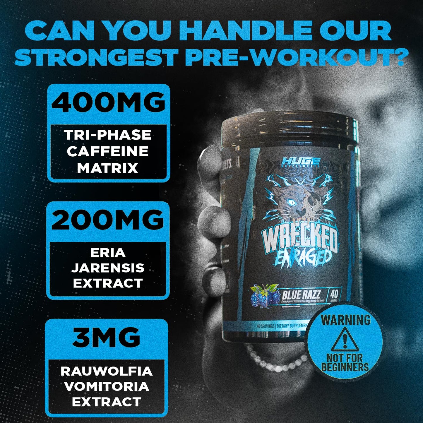 Huge Supplements Wrecked Enraged High Stim Pre Workout Powder 12