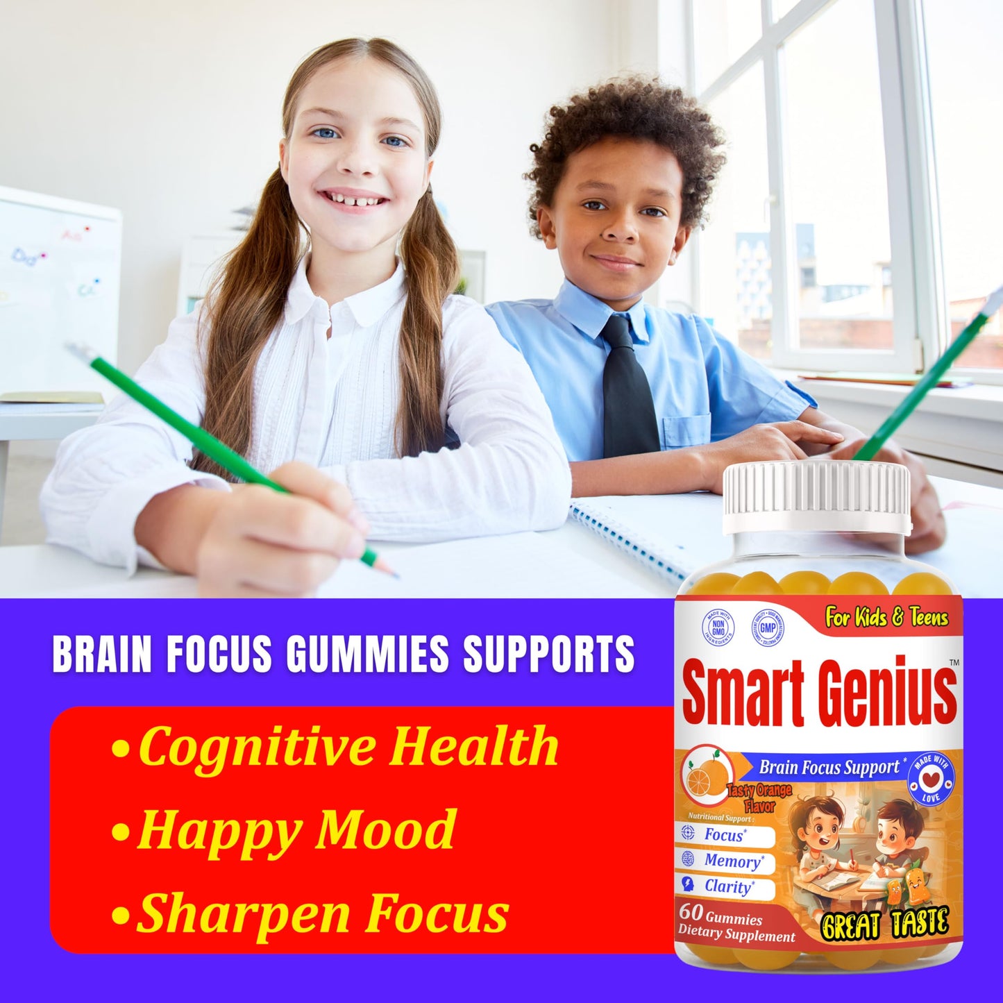 ROVita Smart Genius Omega-3 for Kids Gummy, 60 Count