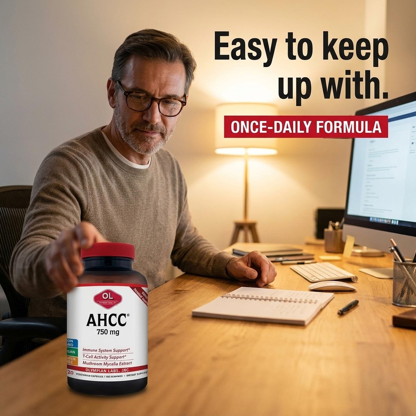 Olympian Labs Premium AHCC Supplement 750mg per Capsule, 120 Capsules