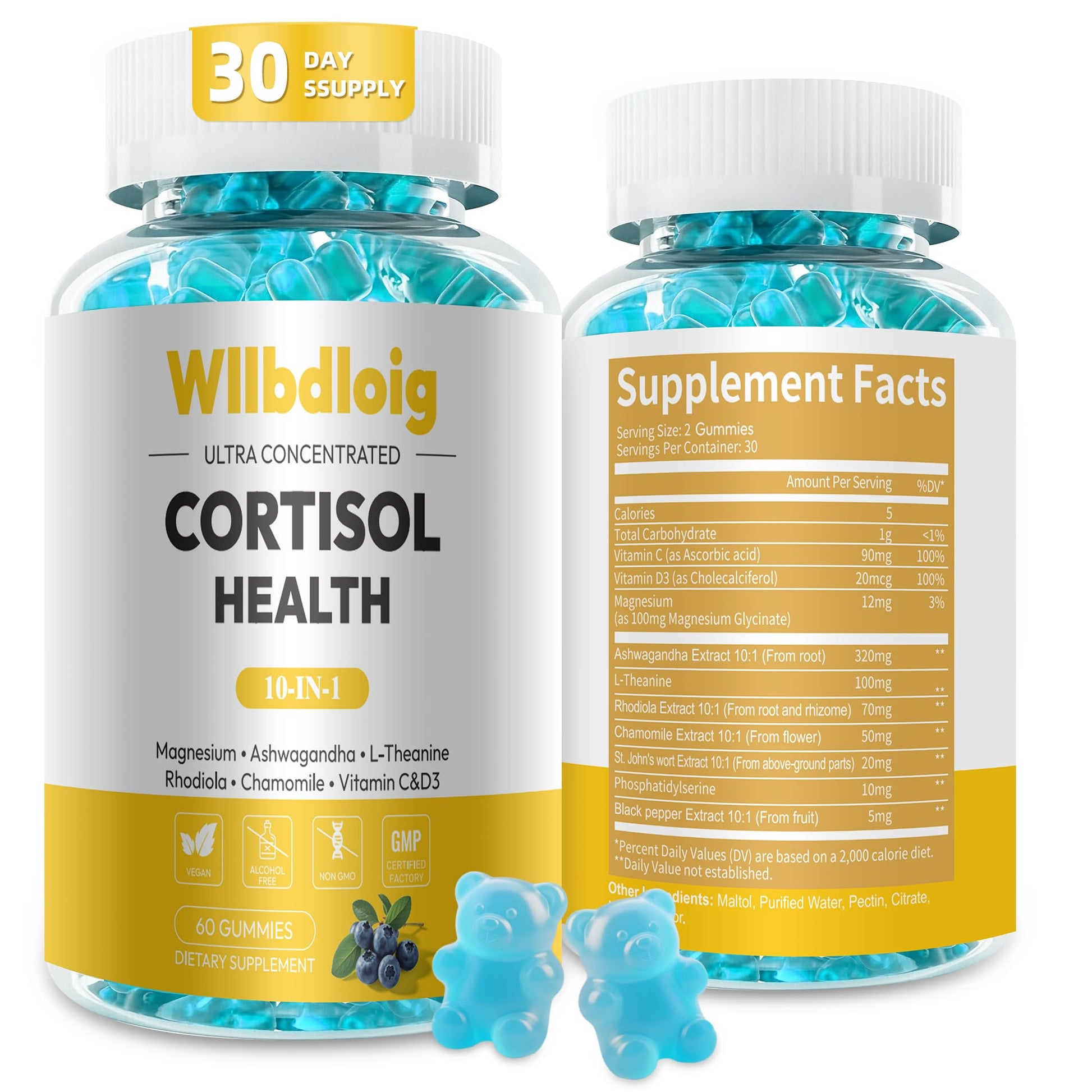 Wllbdloig Cortisol Manager Gummies, 60 Count