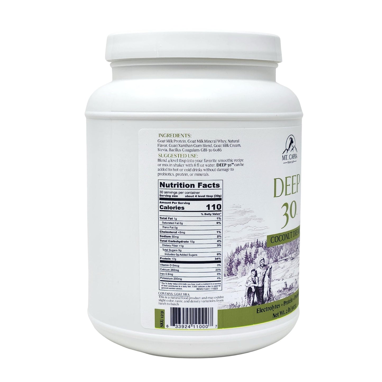 Mt. Capra Deep 30 Coconut + Clean Minerals with Collagen Peptides Powder 55.8