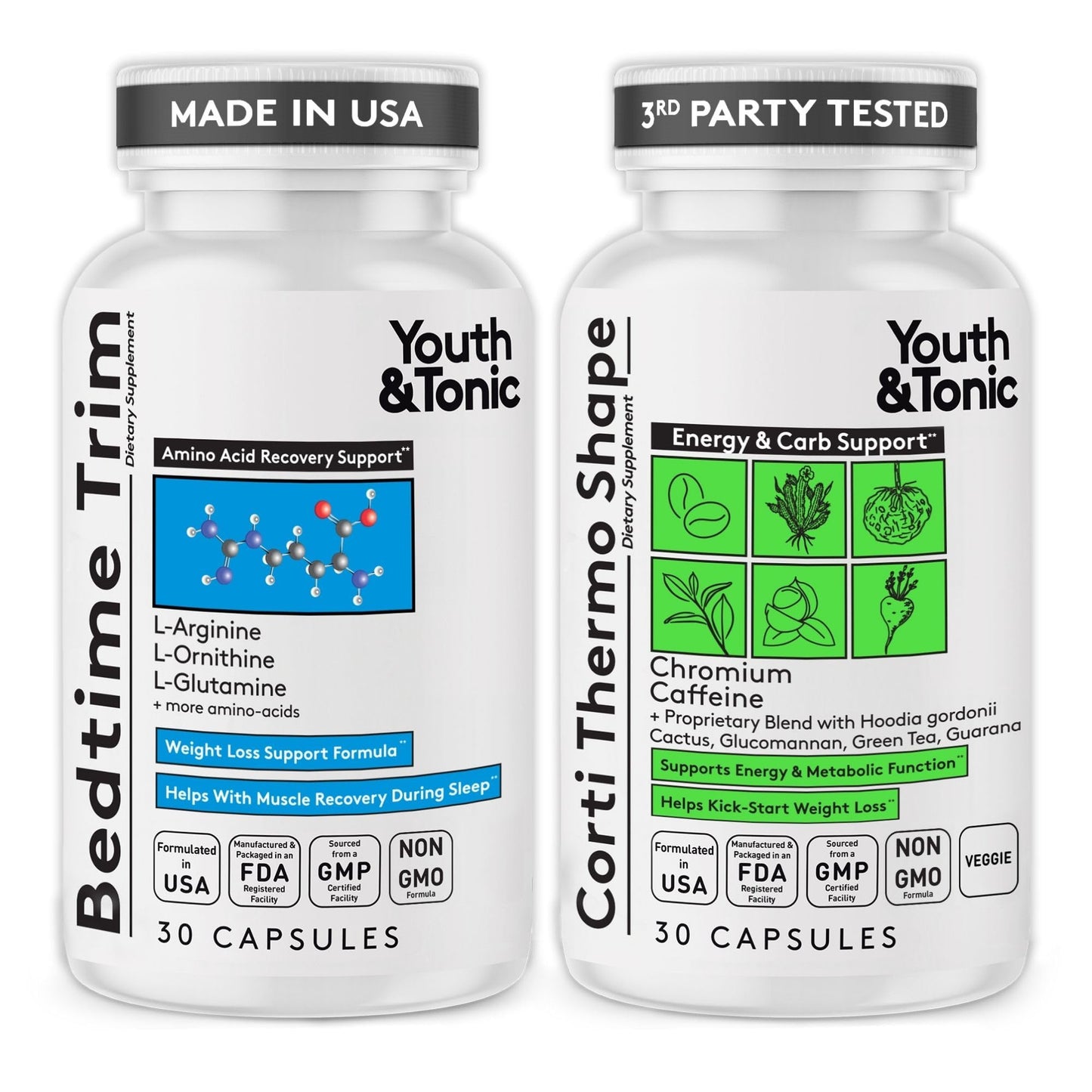 Youth & Tonic Weight Loss Support Night & Day Pills Capsules 60 Count