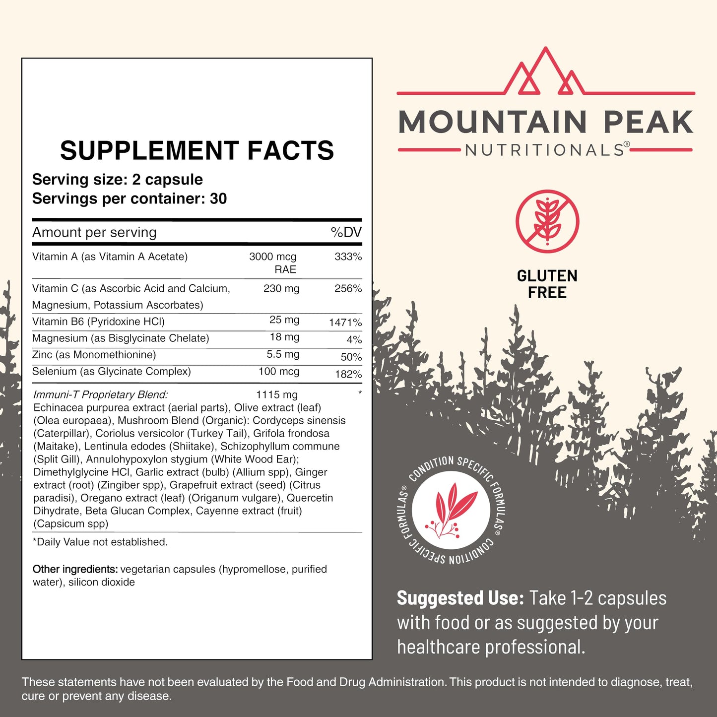 Mountain Peak Nutritionals Immuni-T 4-in-1 Immune Support Capsule, 60 Count