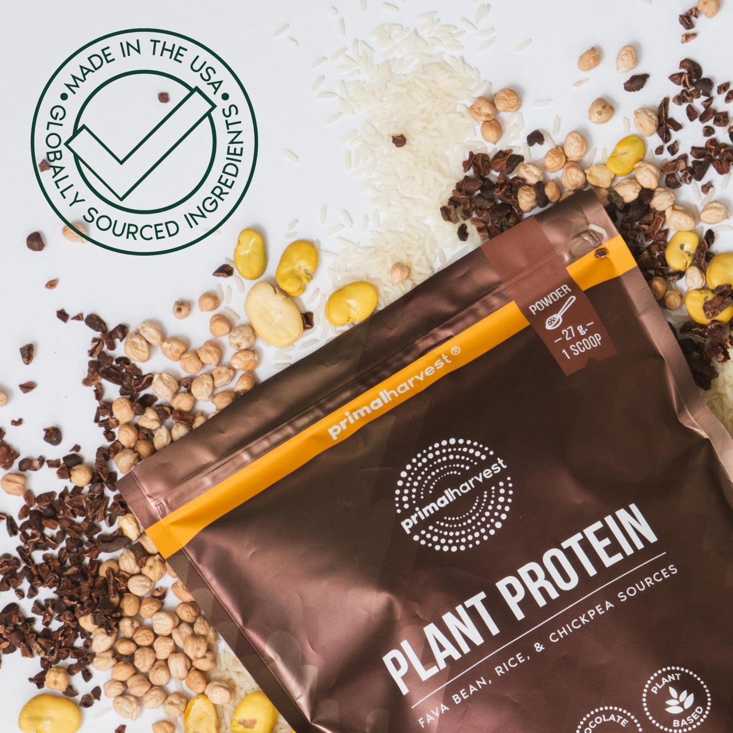 Primal Harvest Protein Powder - Vegan Chocolate, 14.29 Ounce