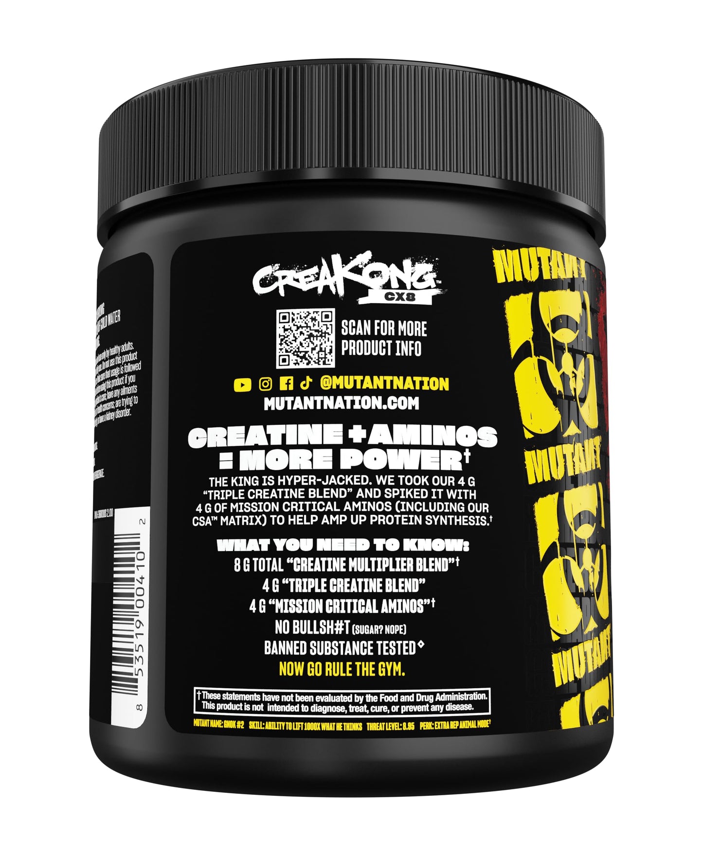 Mutant CREAKONG CX8 Advanced Creatine + Amino Supplement Powder, 1
