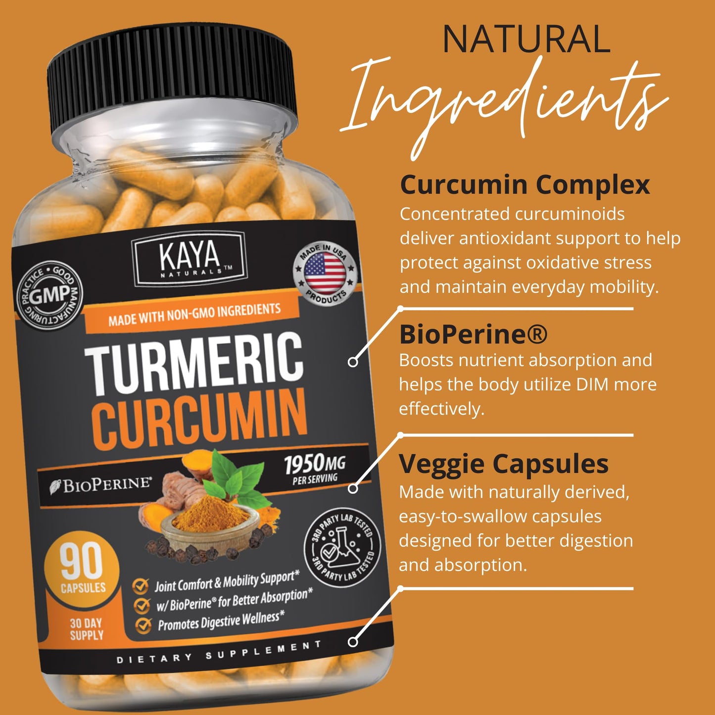 Kaya Naturals Turmeric Platinum 90 Capsules