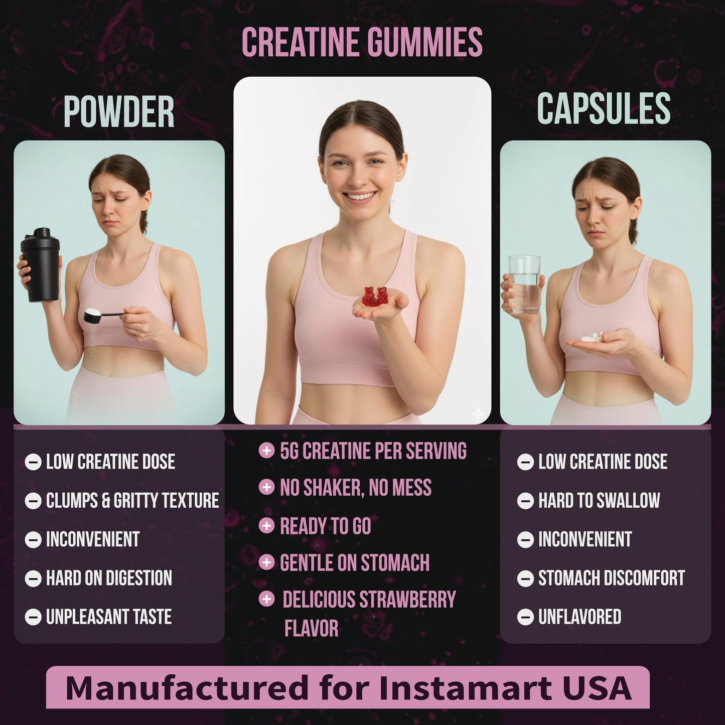 INSTAMART Creatine Monohydrate Gummies 180 Gummies