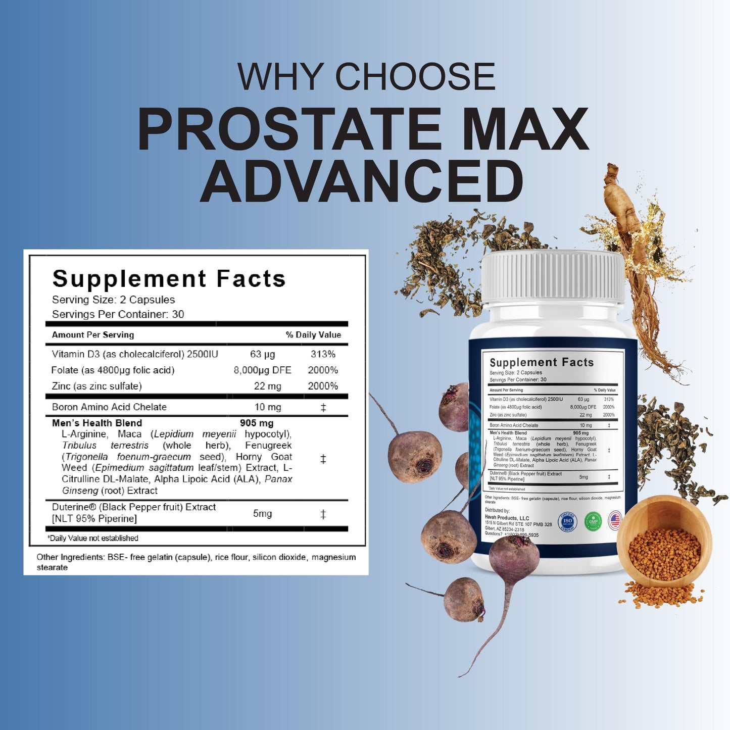 BLUE VIBE Prostate Max Advanced Capsules, 60 Count