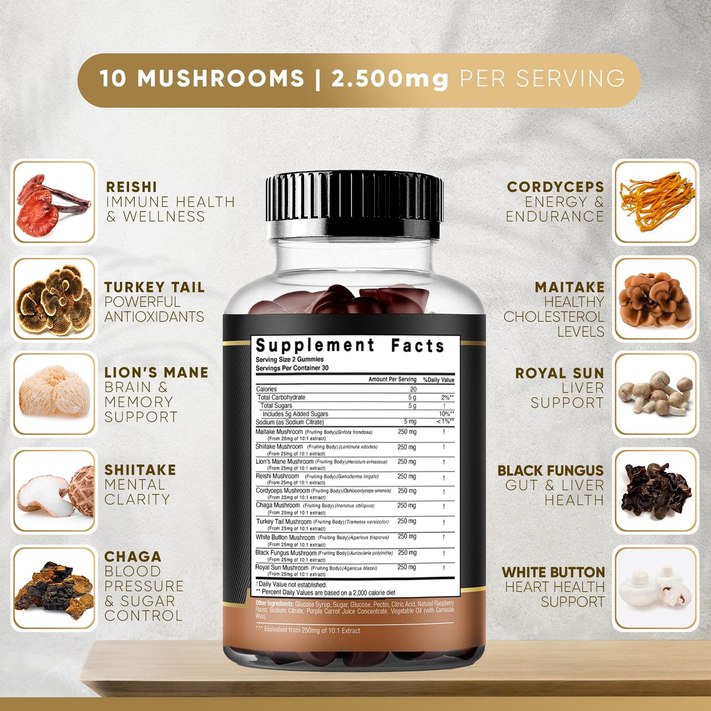 UR Treasure Nutrition Mushroom Gummies 120 Count
