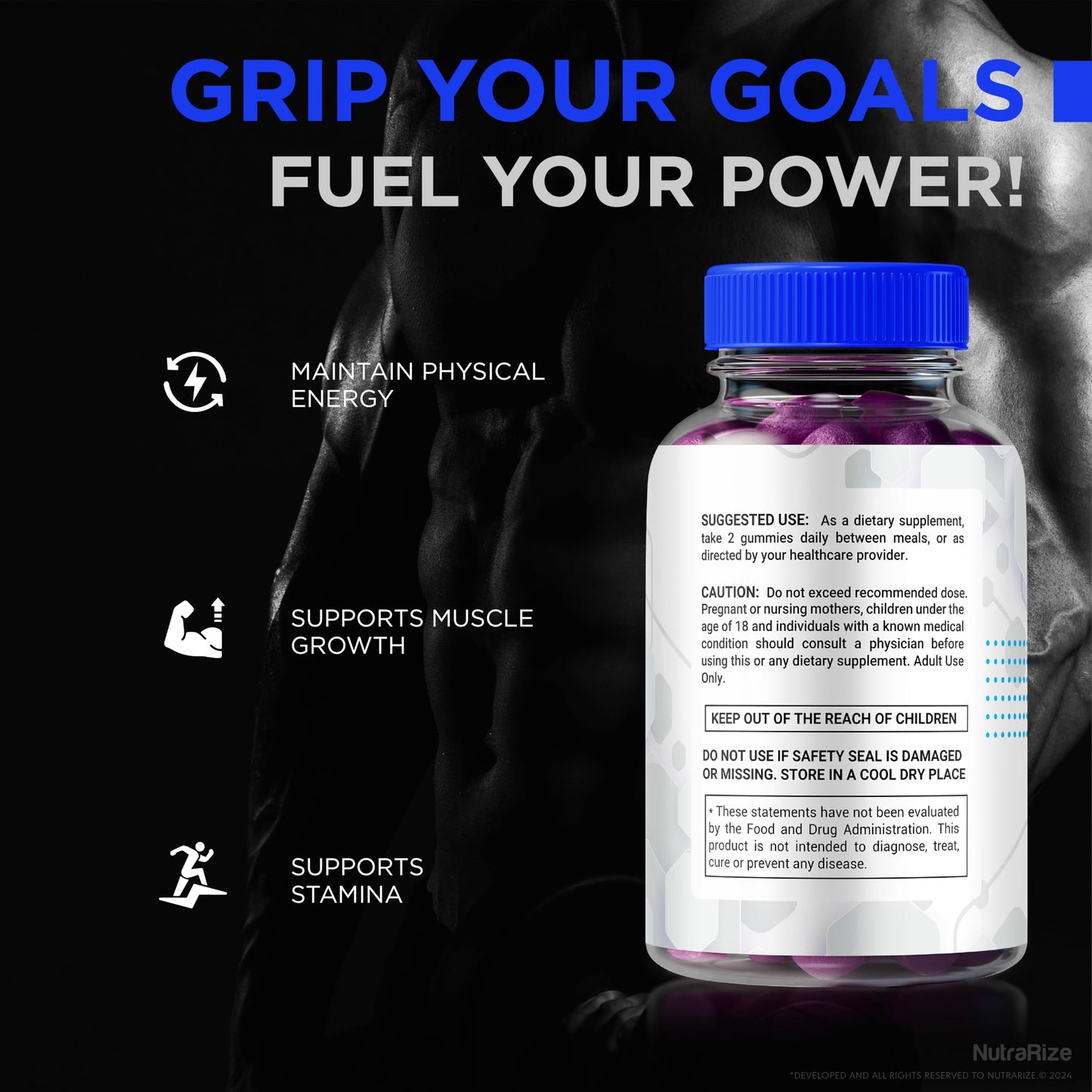 NutraRize Power Vigor ME Gummies for Men, 60 Gummies