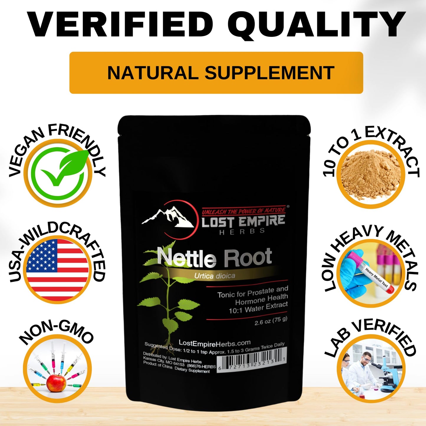 Lost Empire Herbs Stinging Nettle Root 10:1 Full-Spectrum Water Extract Powder, 2.65 Ounces