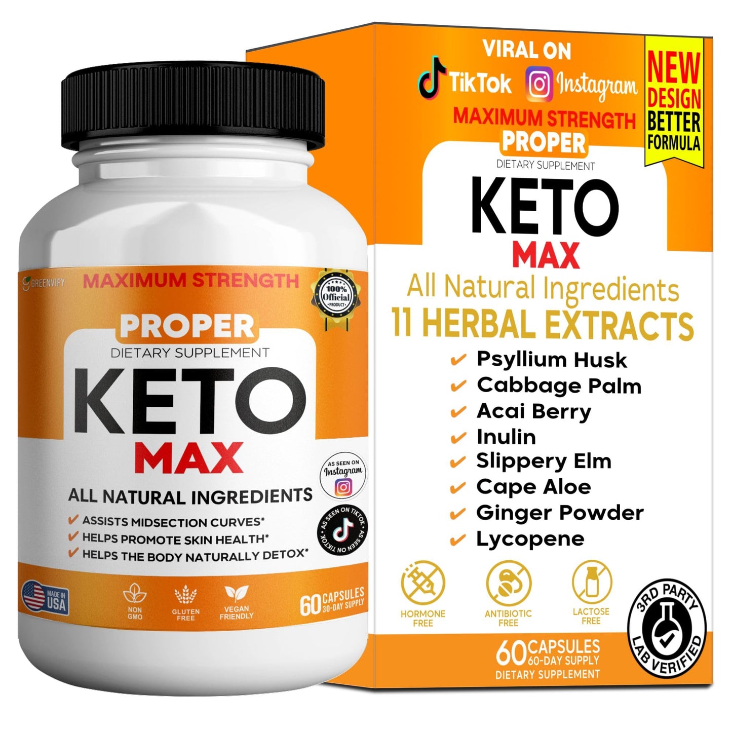 GREENVIFY Proper Keto Max Dietary Supplement, 60 Capsules
