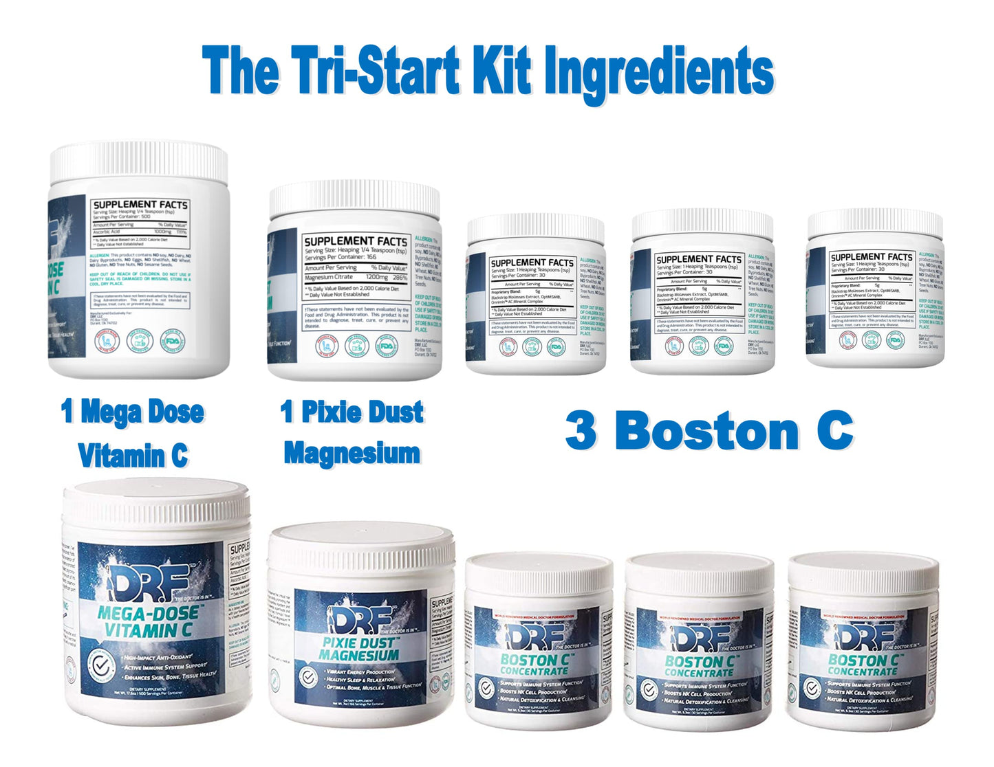DR.F TRI-Start 30 Day Supply Health Kit Powder, 5-Piece Set