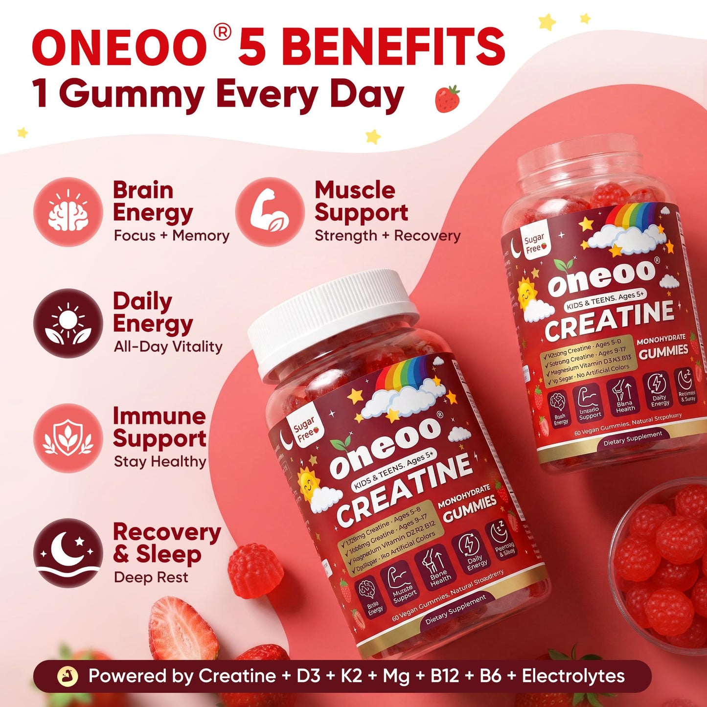 Oneoo Creatine Monohydrate Gummies 120 Gummies