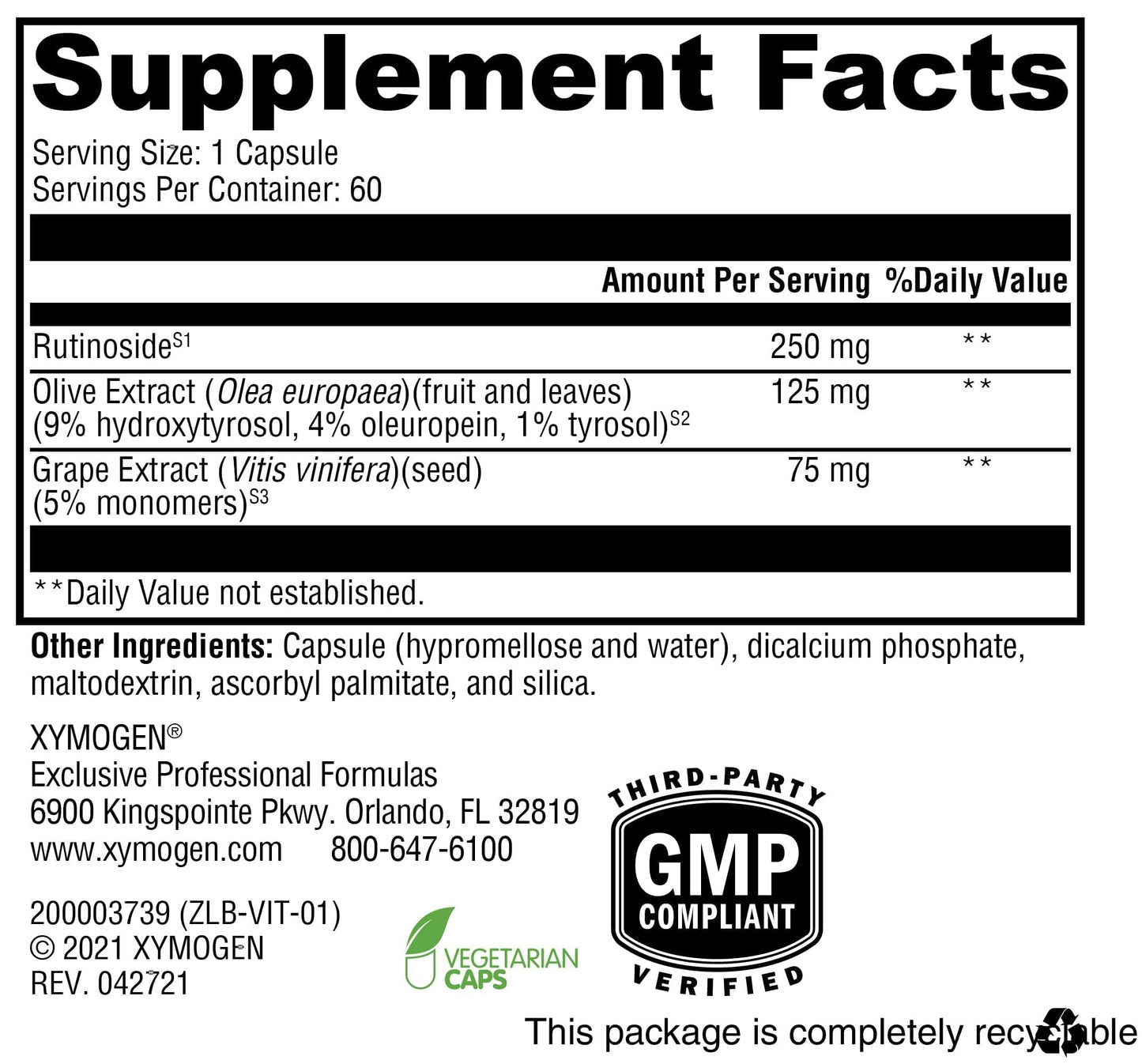 XYMOGEN VitalVasc Antioxidant Cardiovascular Support 60 Capsules