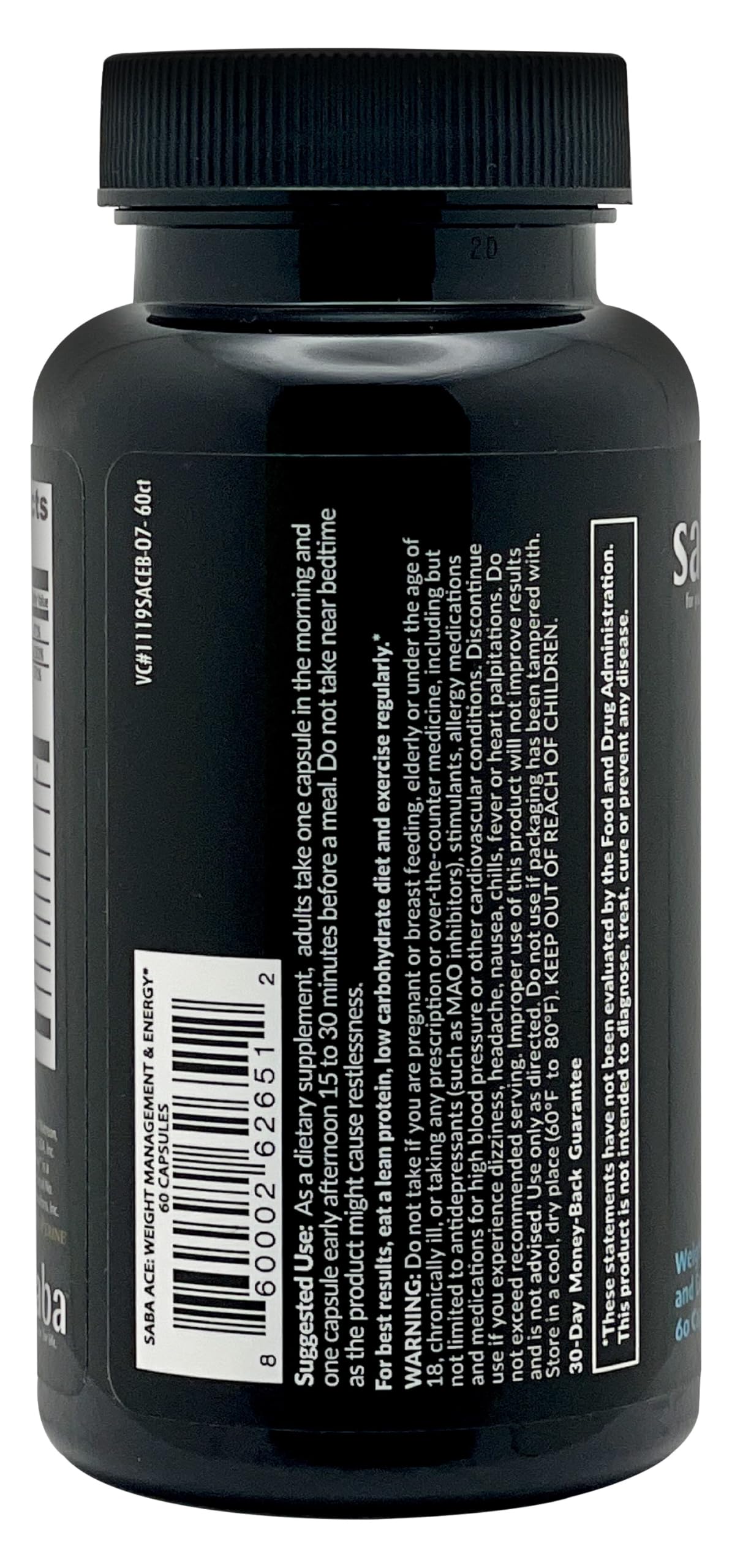 Saba ACE Appetite Control and Energy Capsules 60 Count