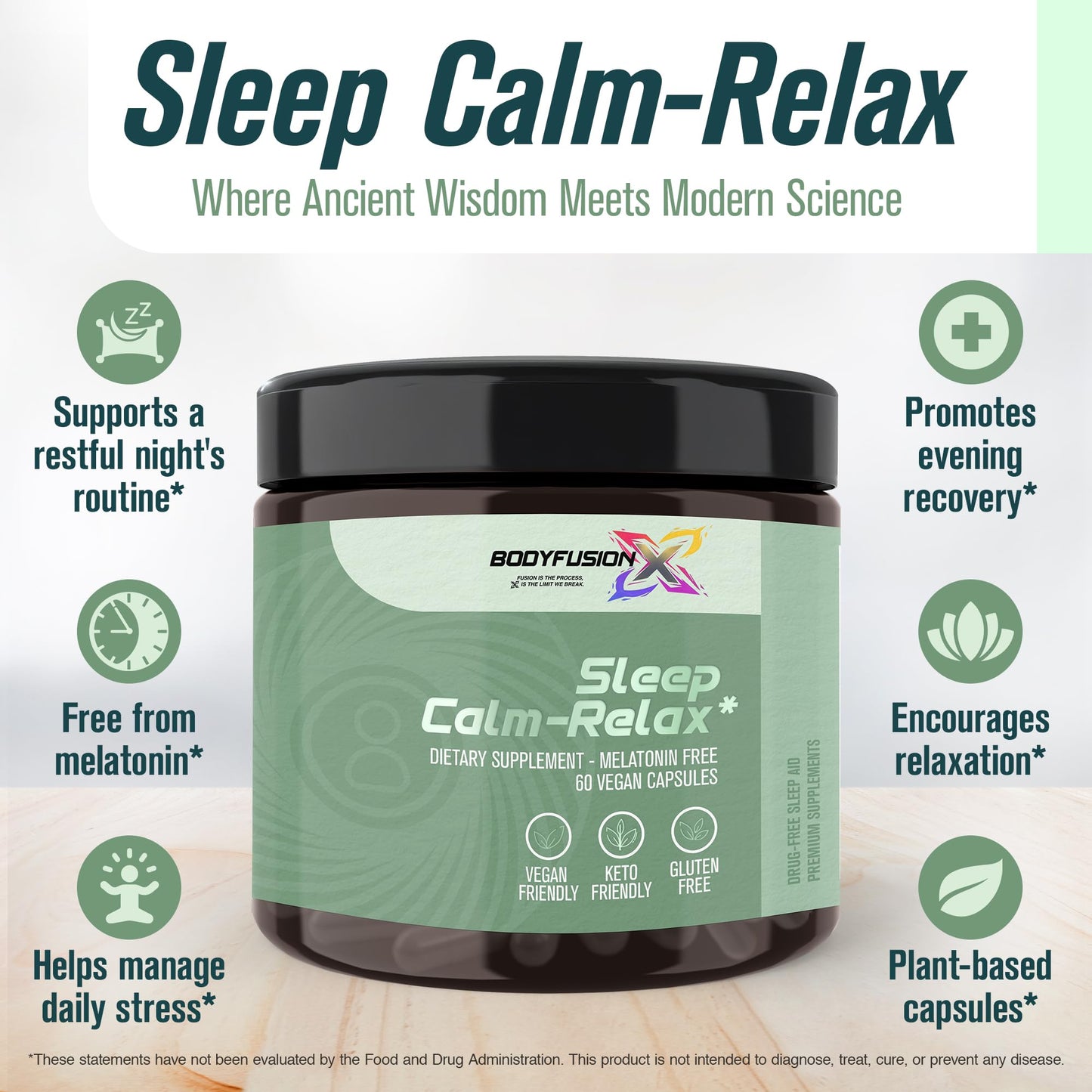 Human Boost Sleep Calm Relax Sleep Aid for Adults, 60 Capsules