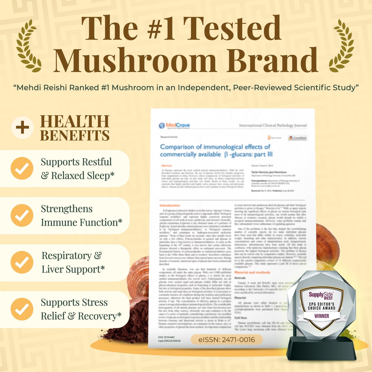 Mehdi Reishi Organic Reishi Spore Powder - High Potency Triterpenes, 30 Count