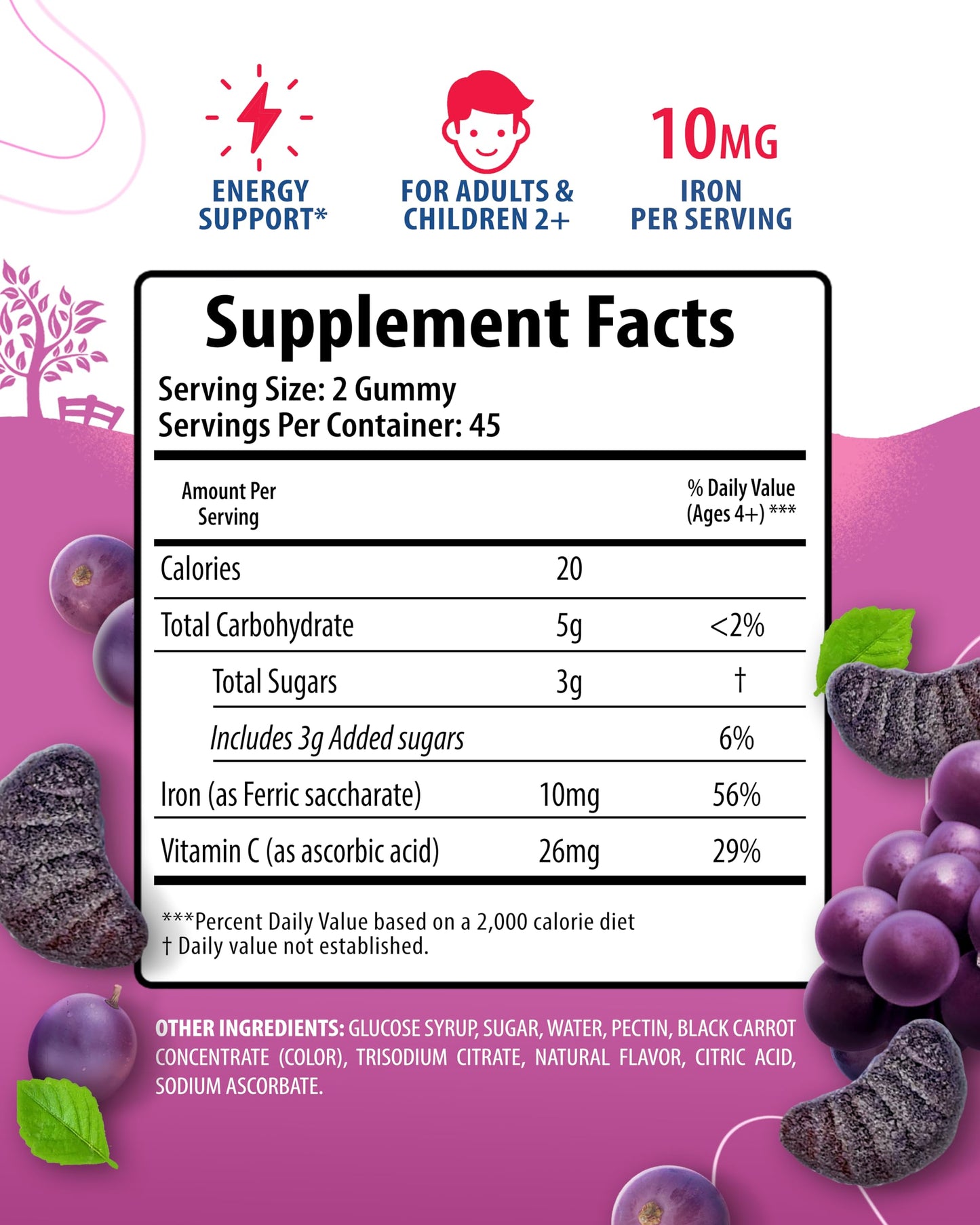 Sunny Sam Iron Gummies for Kids & Adults 90 Count