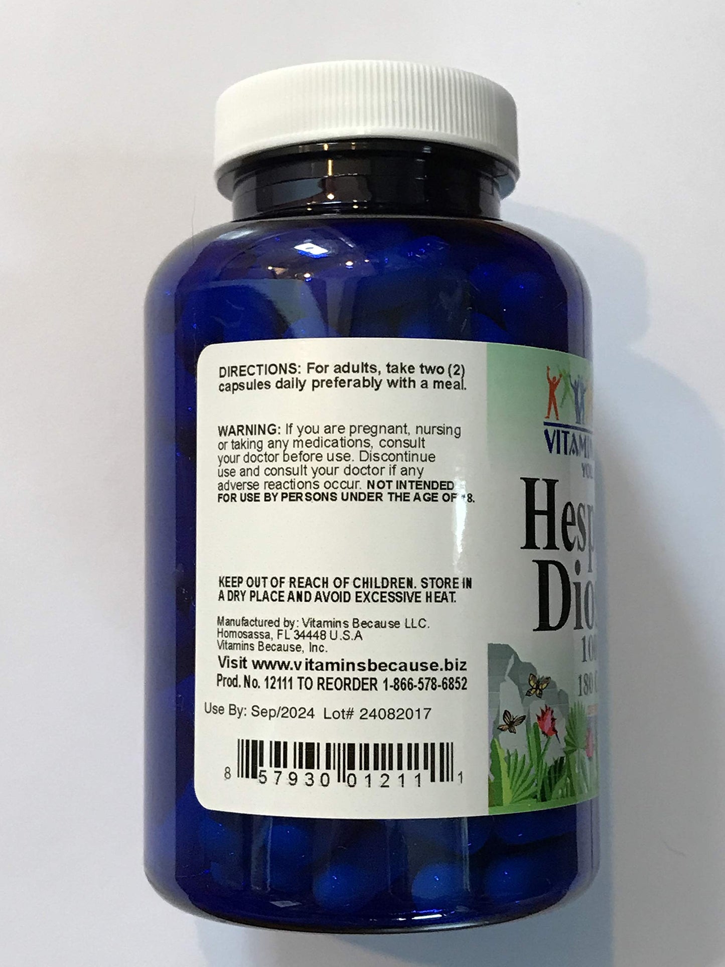 Vitamins Because Hesperidin Diosmin Capsules 50mg/450mg, 180 Count