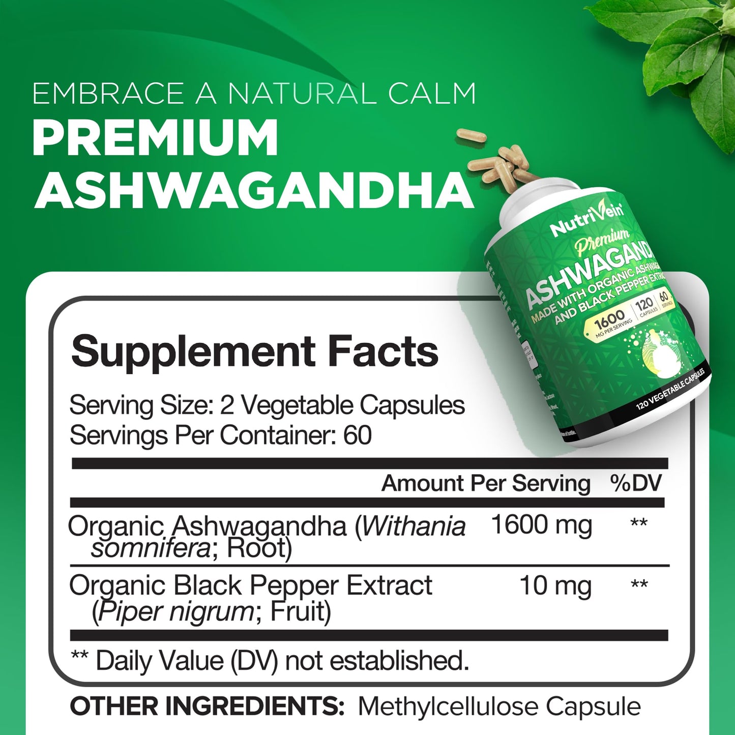 Nutrivein Ashwagandha & Tart Cherry Capsules Bundle, 210 Capsules