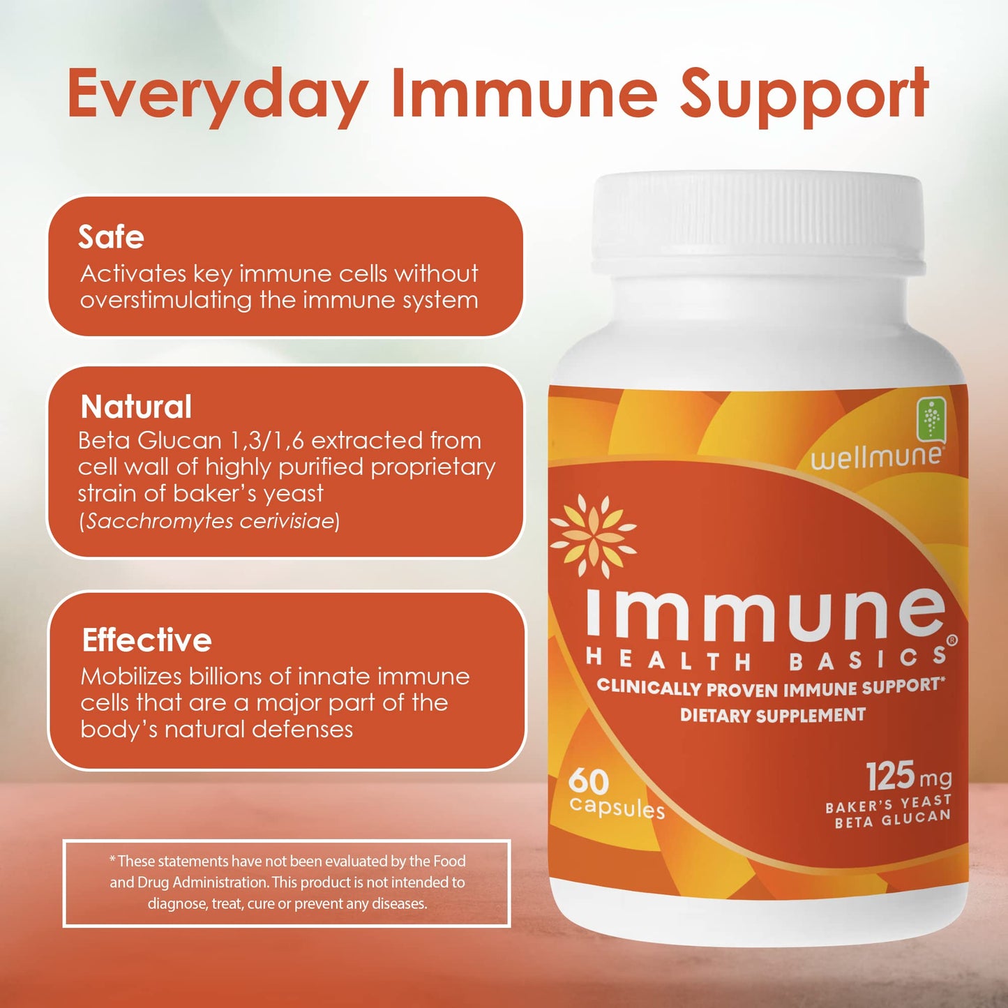 Immune Health Basics Ultra Strength Immunity - Clinically Proven Immune Support - Wellmune Highly Purified Beta Glucan, Vegan Capsules, 60 Count