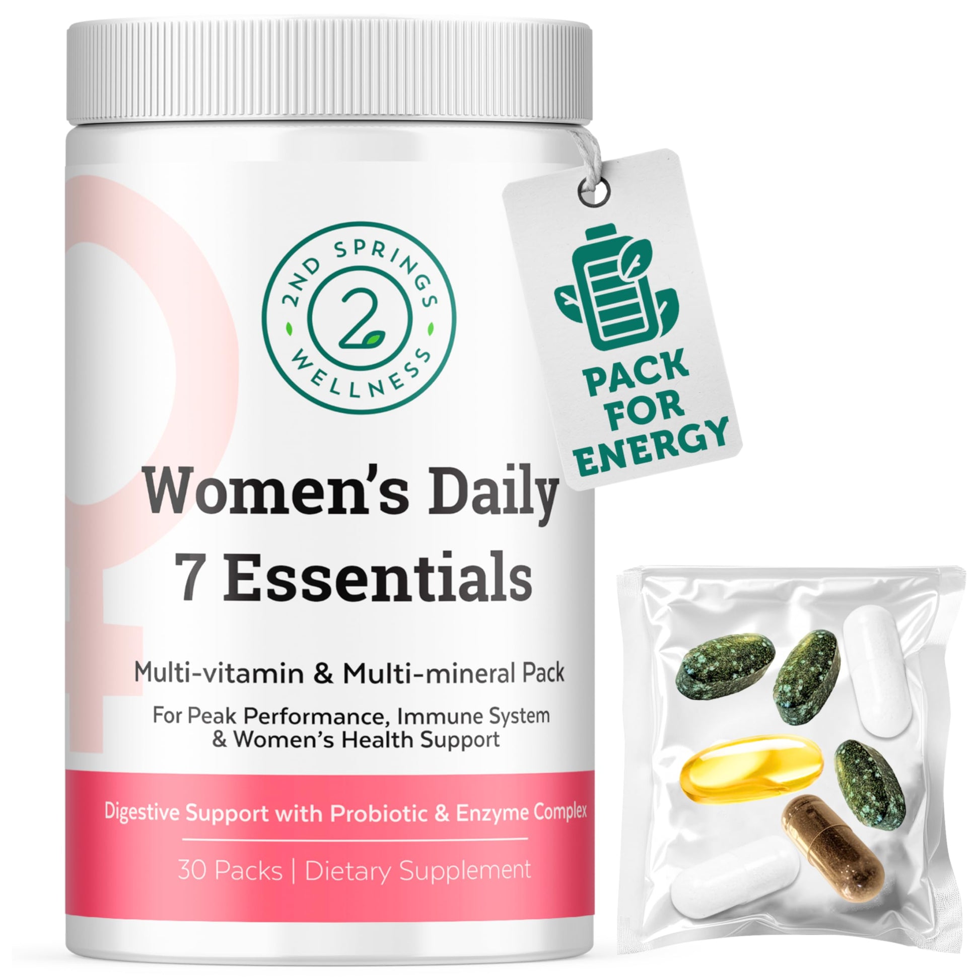 2nd Springs Daily 7 Essentials Women's Vitamin Pack Capsules, 30 Count