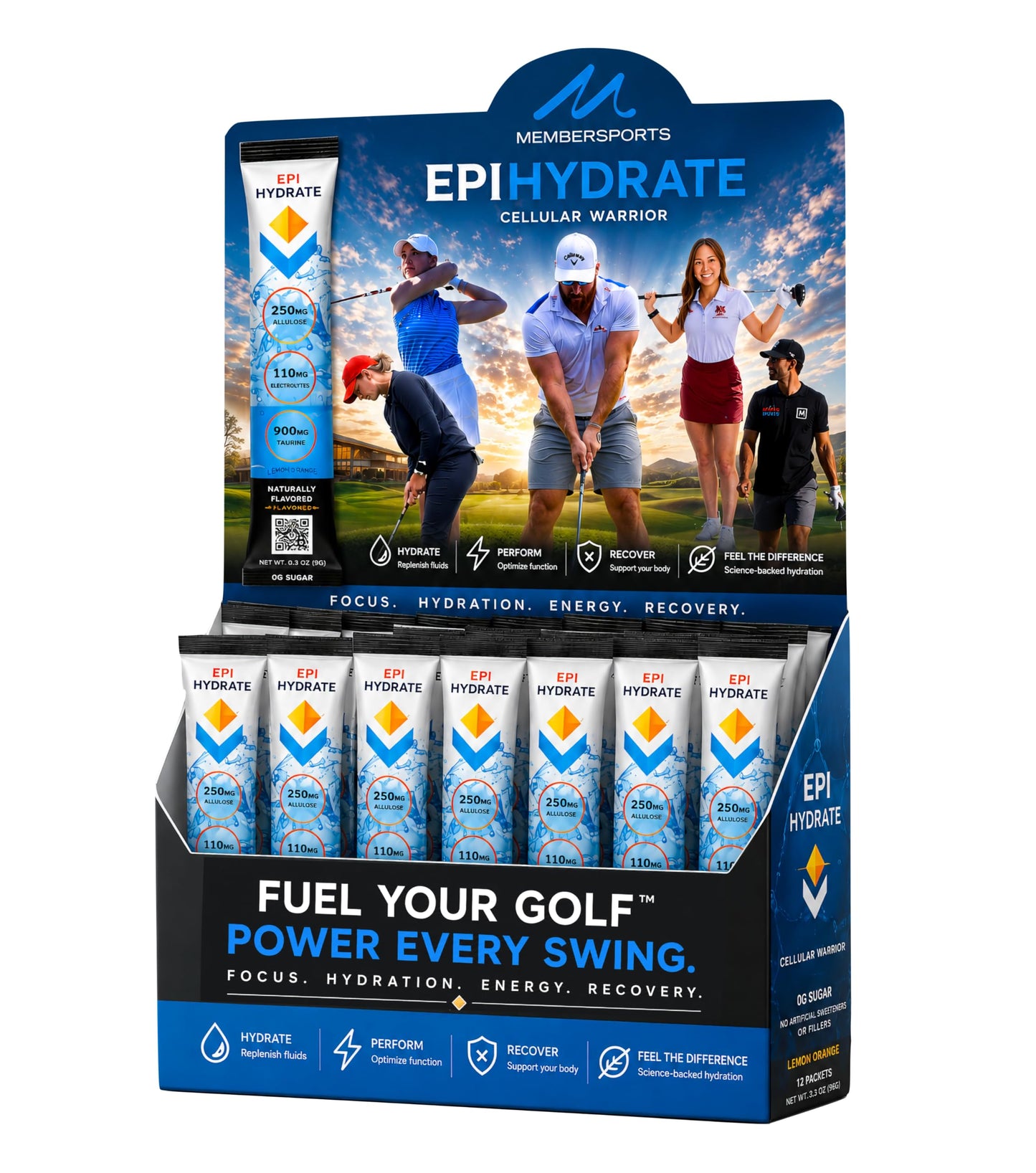 Mysta Golf Epi-Hydrate Electrolyte Powder Zero Sugar for Athletes (Grape), 96 Servings